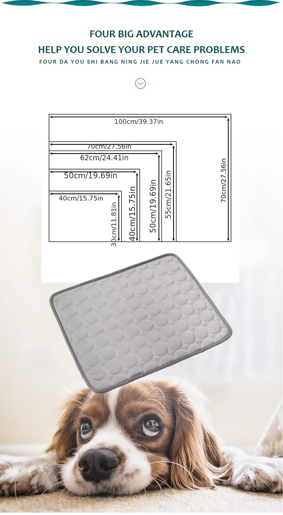 Pet Cooling Mat – Extra Large Summer Cooling Pad for Cats & Dogs