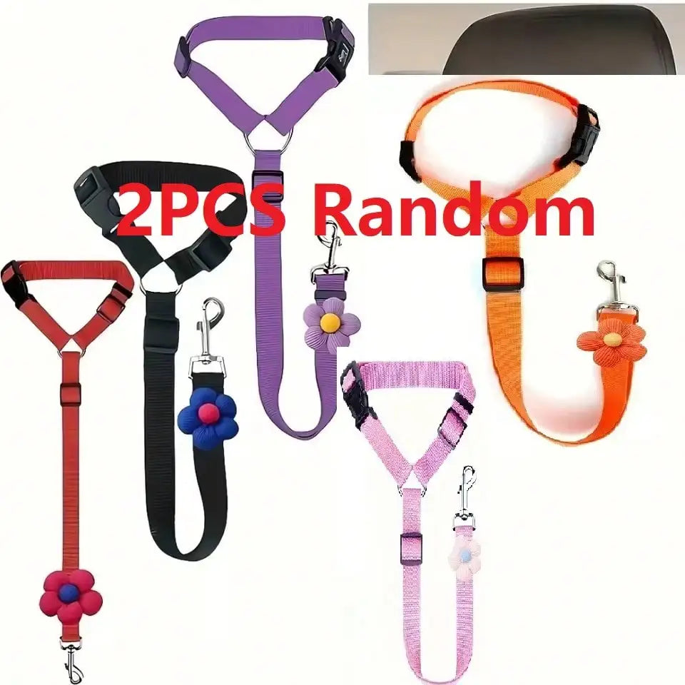 2-in-1 Pet Car Seat Belt & Leash – Adjustable Nylon Dog Harness