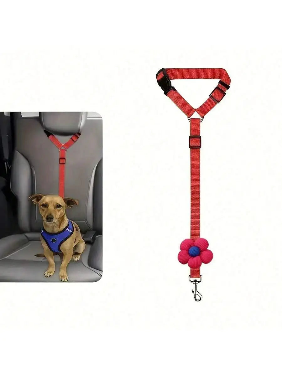 2-in-1 Pet Car Seat Belt & Leash – Adjustable Nylon Dog Harness