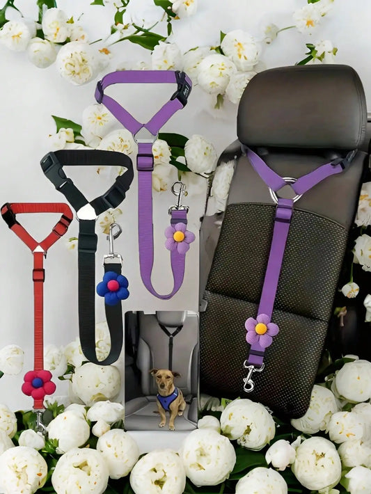 2-in-1 Pet Car Seat Belt & Leash – Adjustable Nylon Dog Harness