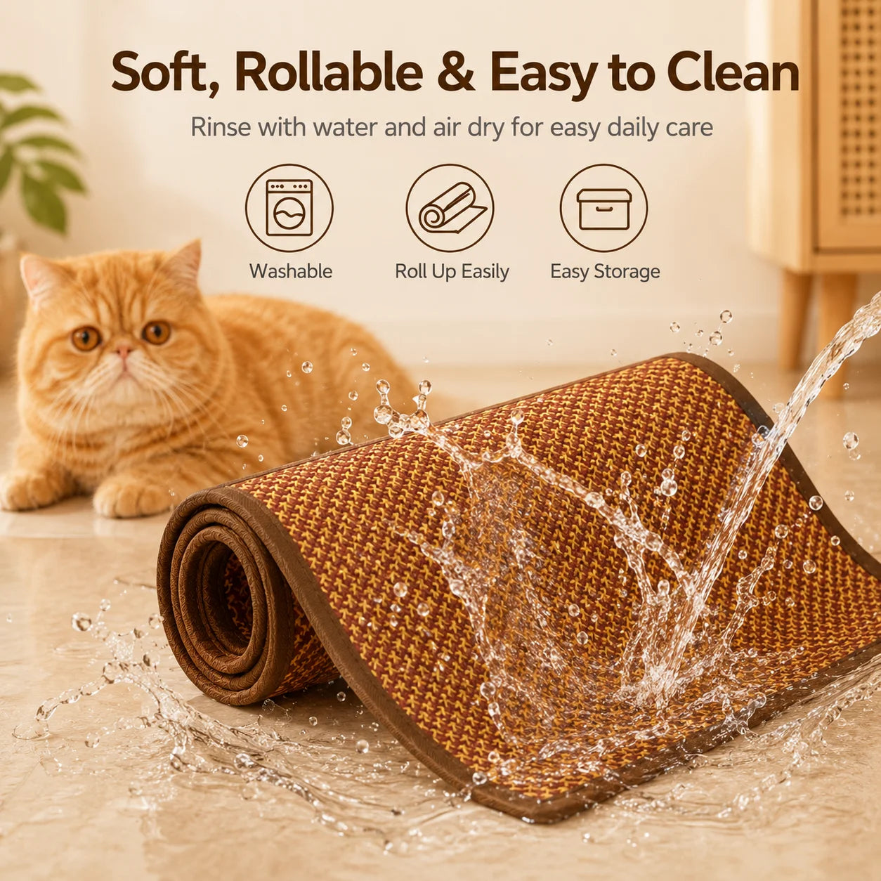 Round Cooling Mat for Cats & Small Dogs – Breathable Washable Pet Pad