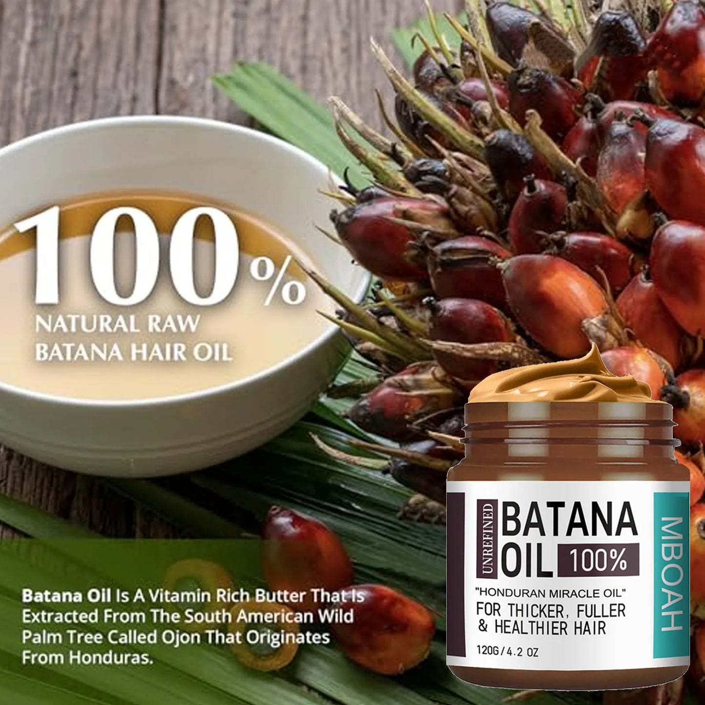 100% Pure Batana Oil – Honduran Hair Nutrition Oil for Fuller, Thicker & Silky Hair (120g)