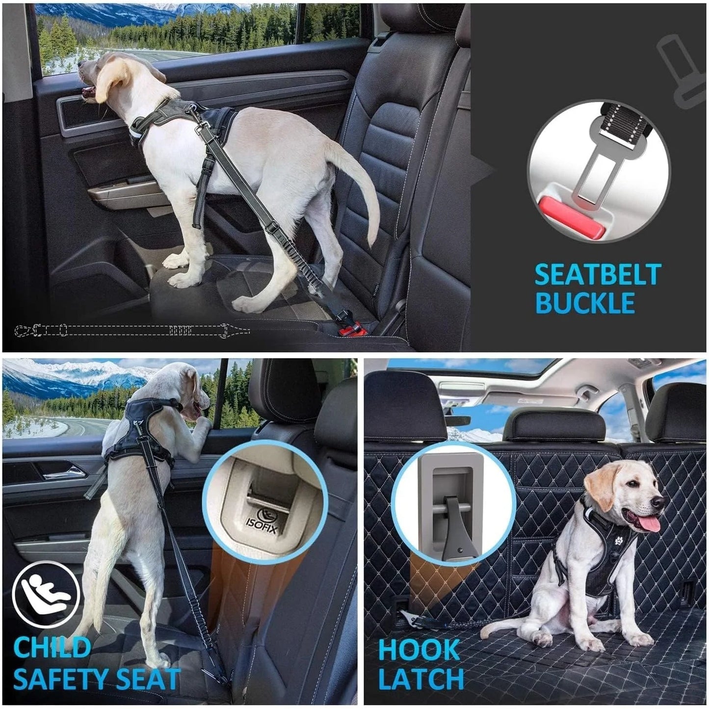 Dog Seat Belt for Car – Adjustable Safety Harness