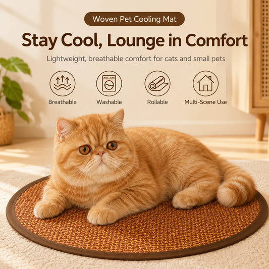 Round Cooling Mat for Cats & Small Dogs – Breathable Washable Pet Pad