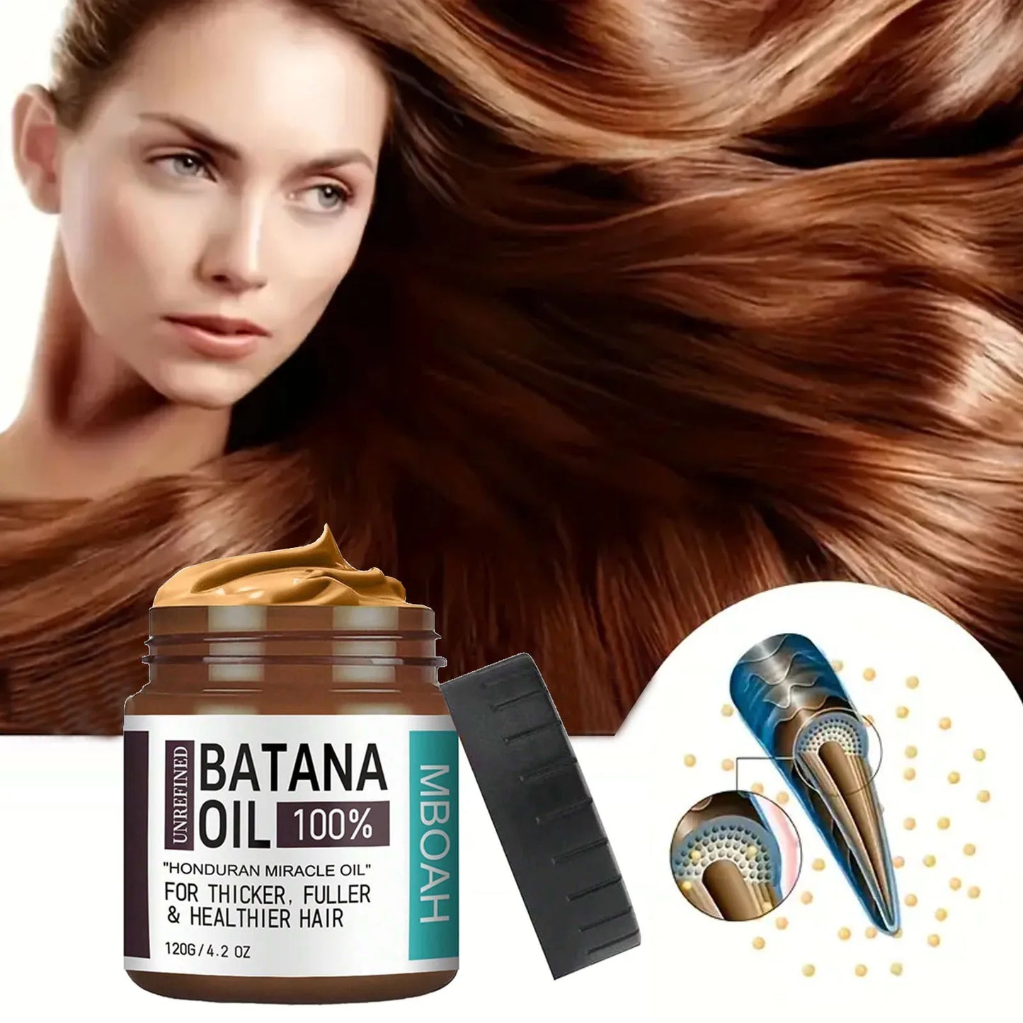 100% Pure Batana Oil – Honduran Hair Nutrition Oil for Fuller, Thicker & Silky Hair (120g)