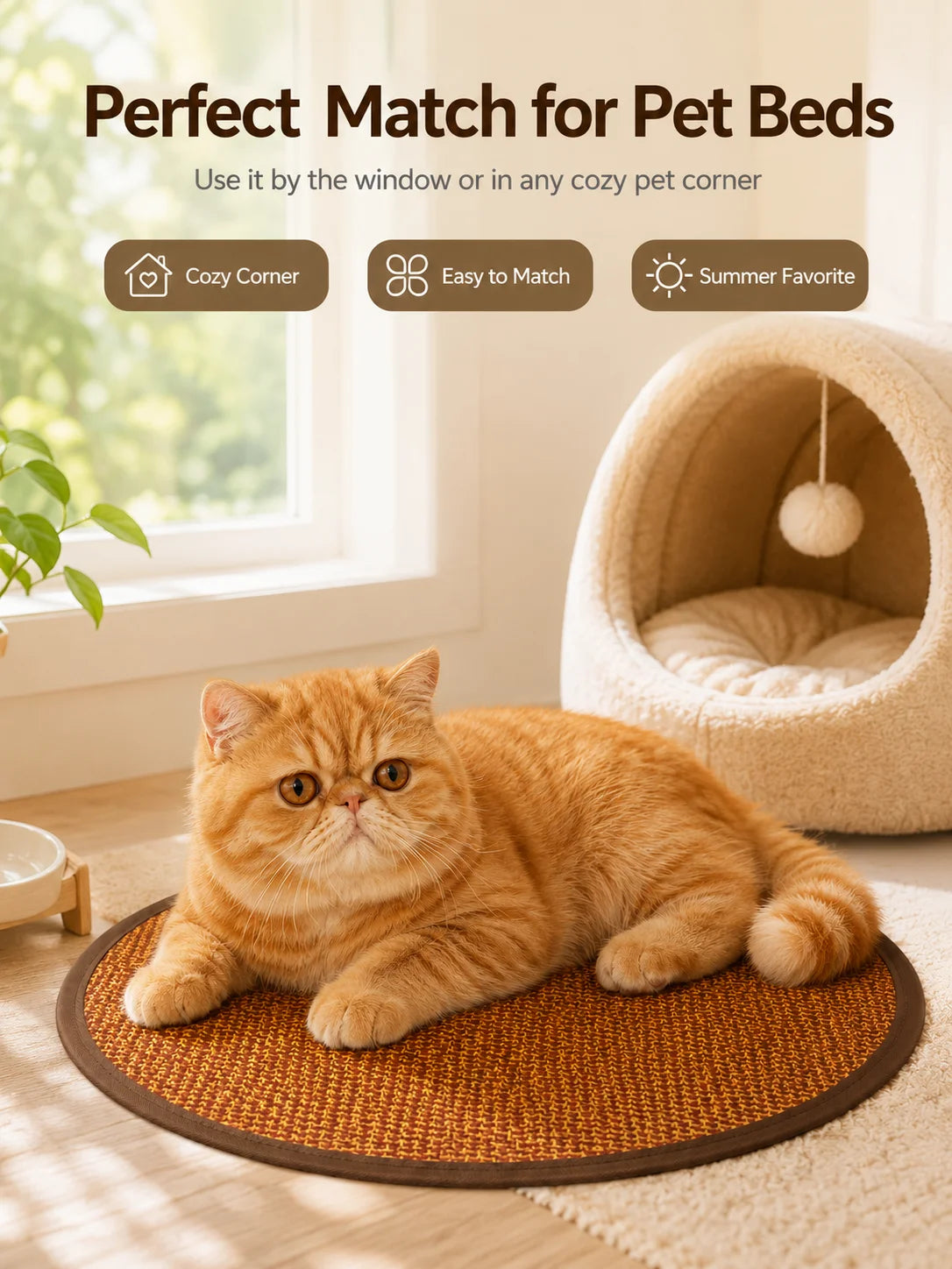 Round Cooling Mat for Cats & Small Dogs – Breathable Washable Pet Pad