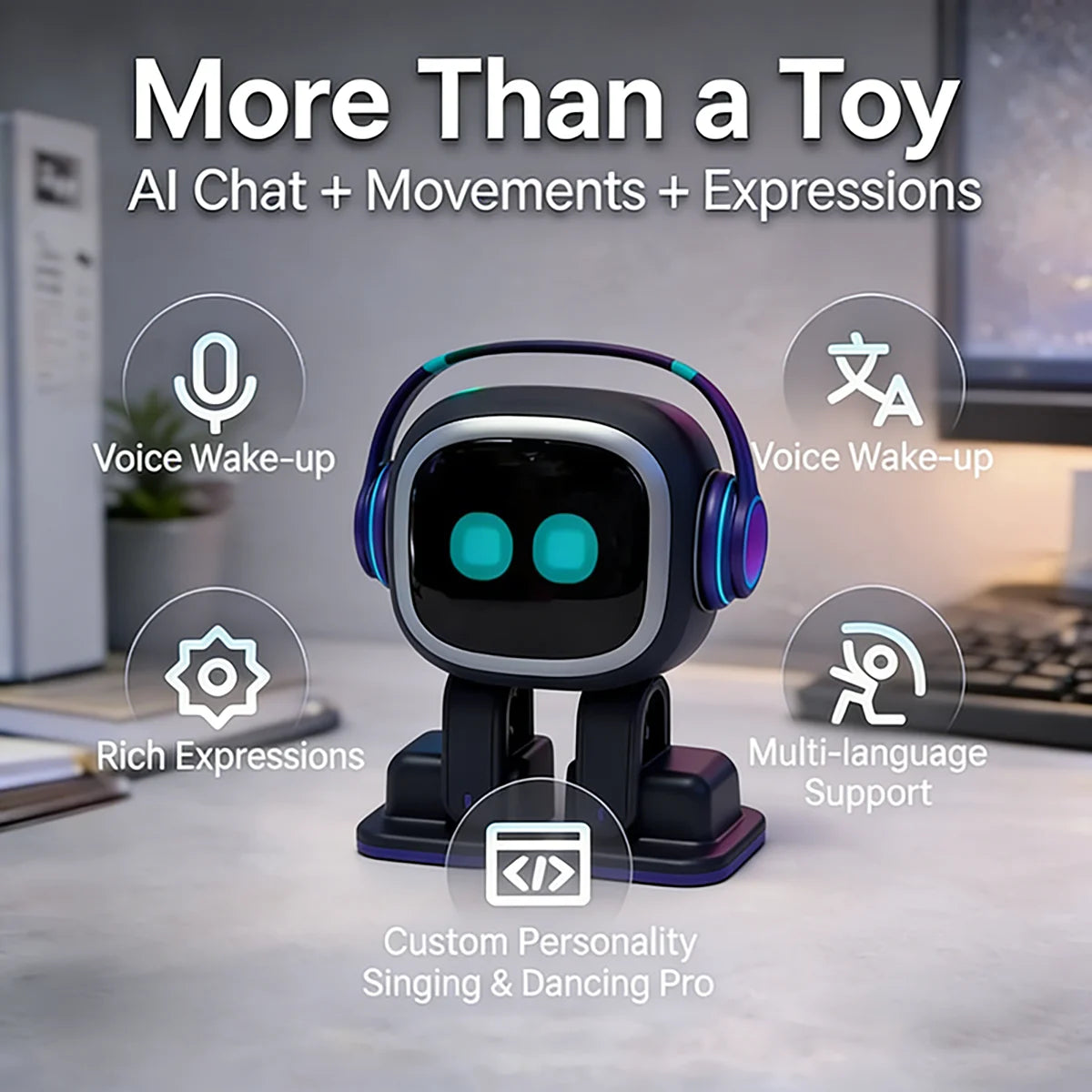 EMO AI Robot – Interactive Smart Desktop Companion with Dancing & Chat
