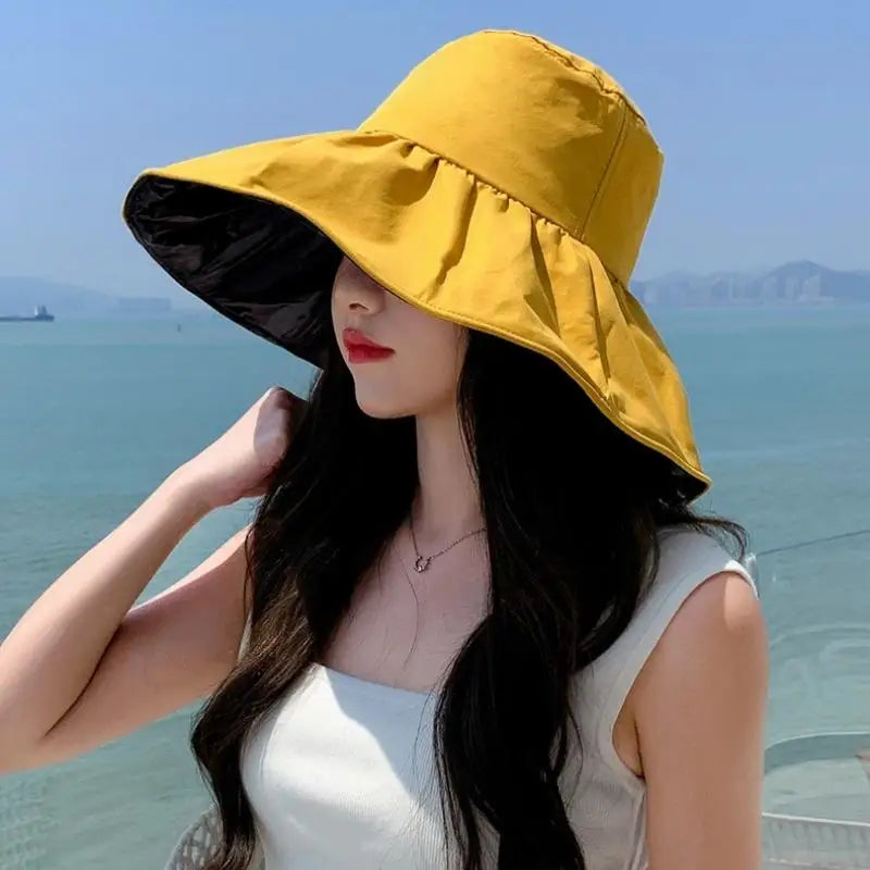 Sun Protection Hat Women Outdoor Solid Color, Lightweight & Stylish