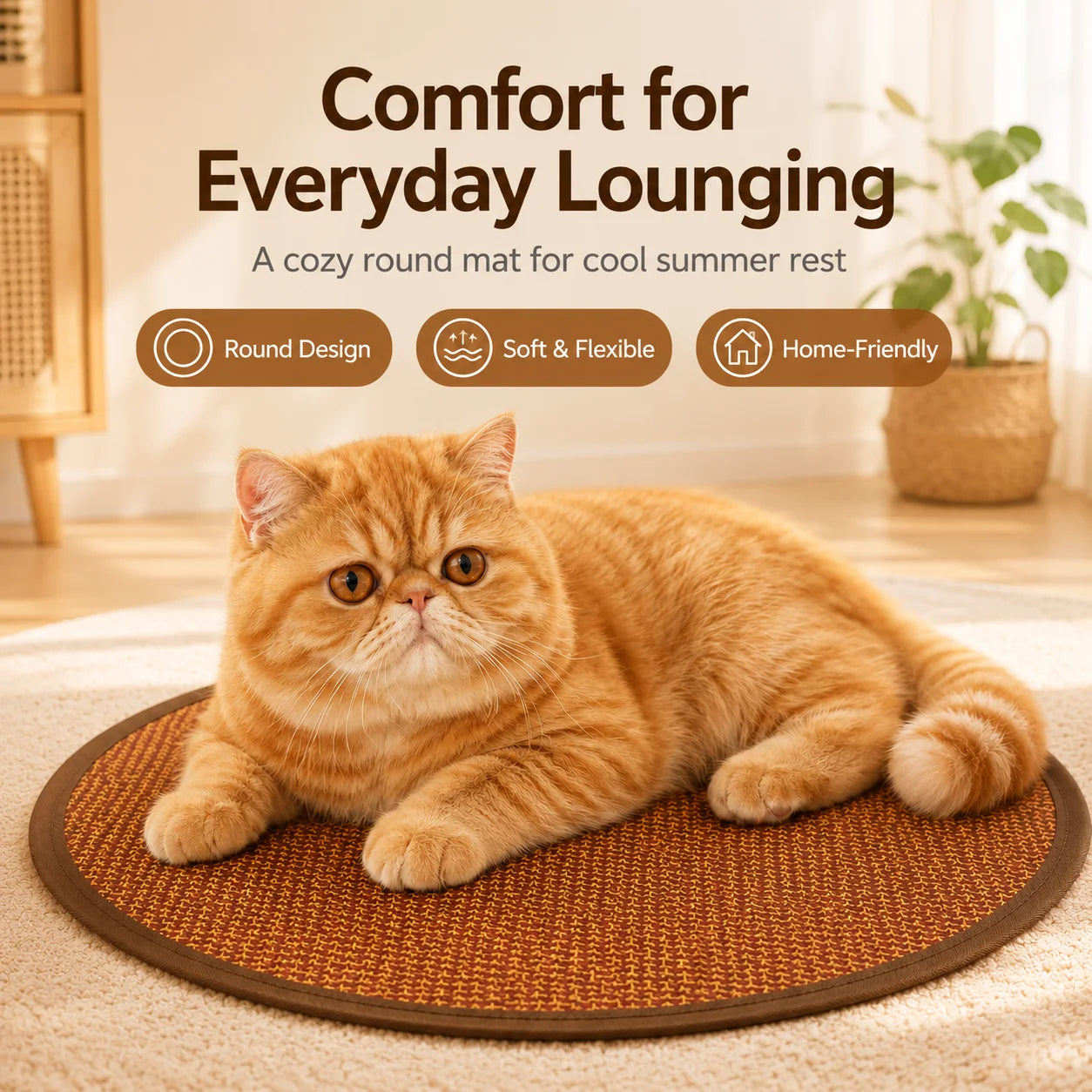 Round Cooling Mat for Cats & Small Dogs – Breathable Washable Pet Pad