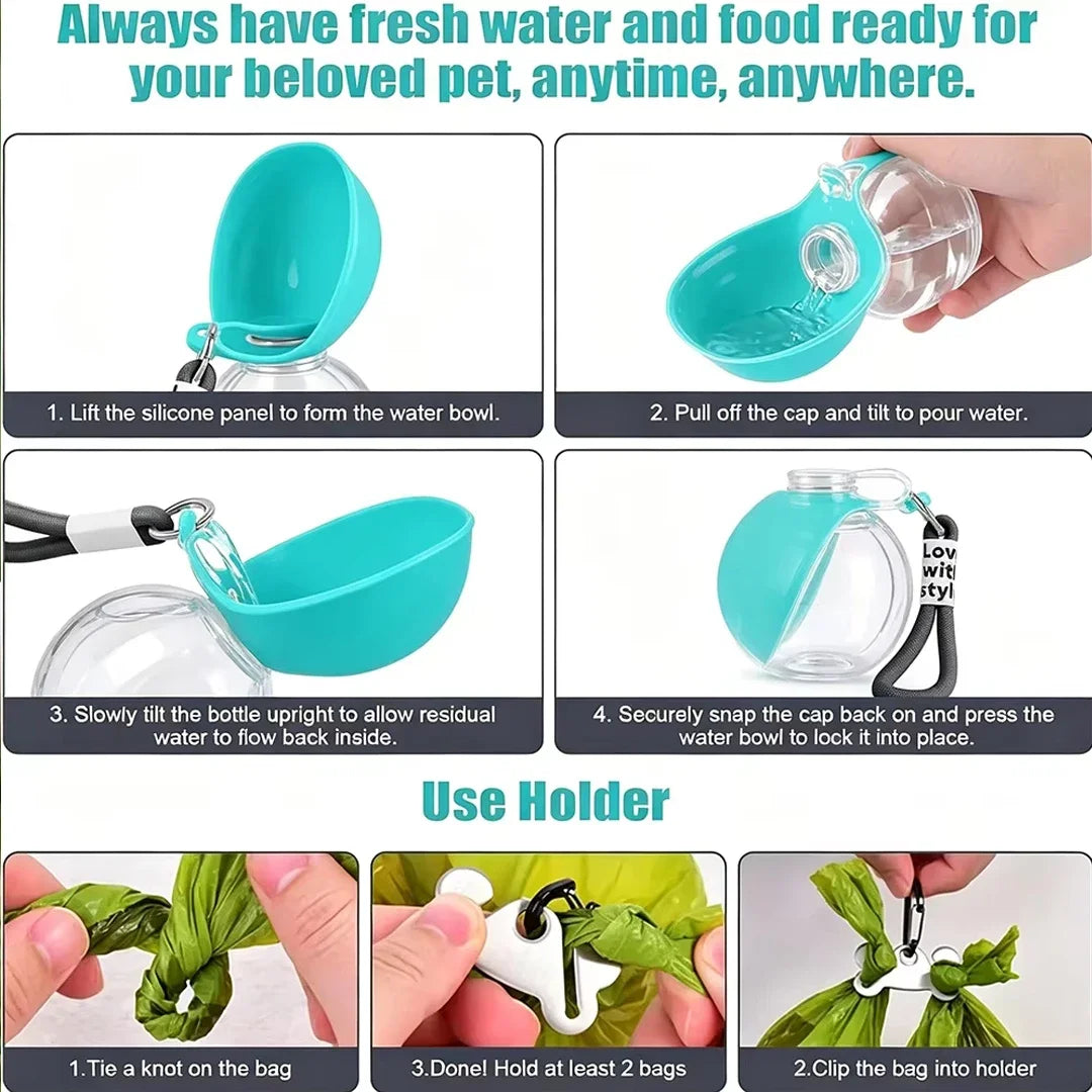 2-in-1 Dog Water Bottle with Collapsible Bowl – Perfect for Outdoor Adventures