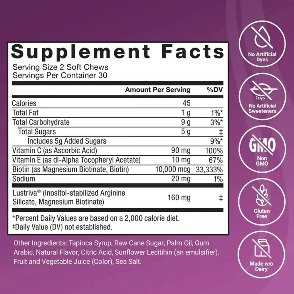 Biotin Collagen Hair Growth Gummies – 60 Pcs